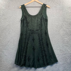 Dark Green Embroidered Mini Dress